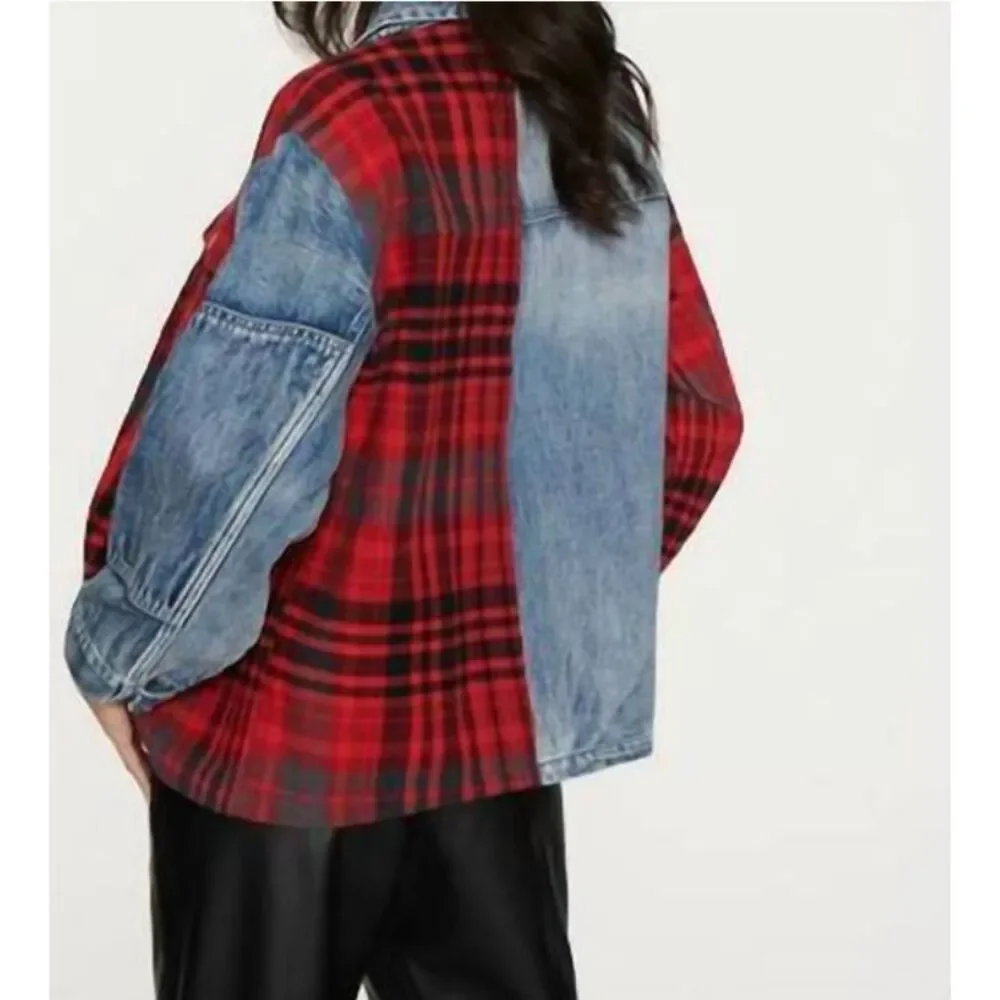 Blue Revival Your Ex-Boyfriends Silver Hardware Plaid Shirt Jacket Sz M